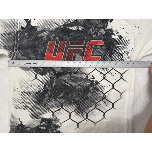 Vintage UFC Shirt Men L White Black Tee MMA Y2K All Over AOP Wings Cage VTG - Picture 3 of 5